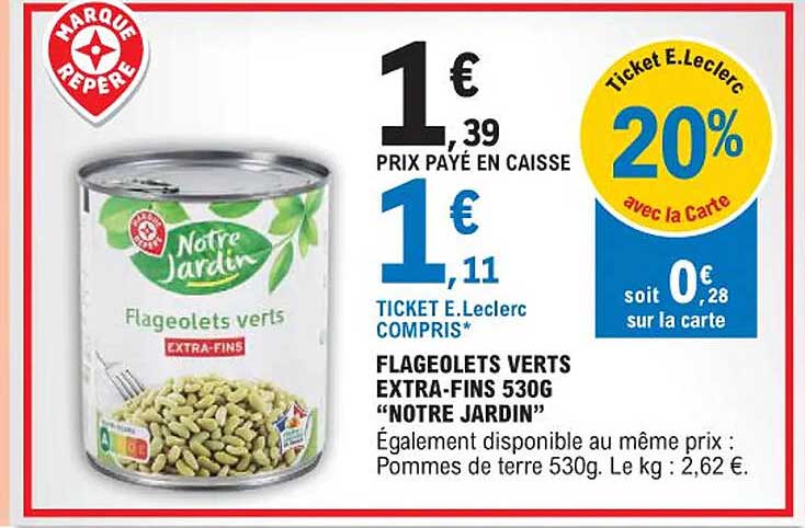 flageolets verts extra-fins 530g "notre jardin"