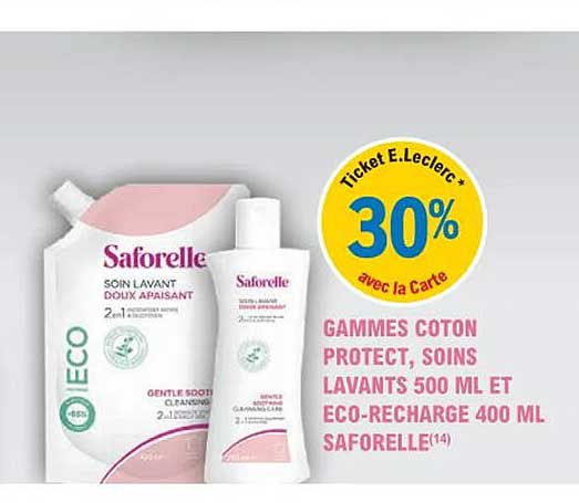 Gammes Coton Protect, Soins Lavants 500 Ml Et Eco-recharge 400 Ml Saforelle
