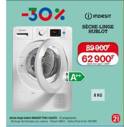 indesit sèche-linge hublot