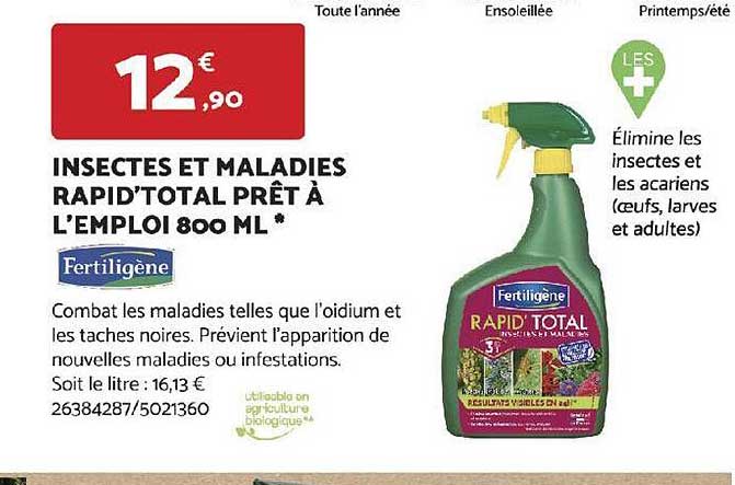 insectes et maladies rapid'total prêt à l'emploi 800 ml fertiligène