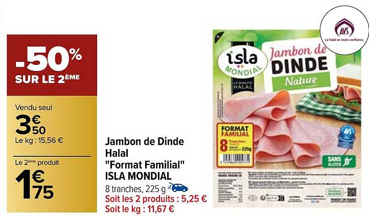 Jambon De Dinde Halal "format Familial" Isla Mondial