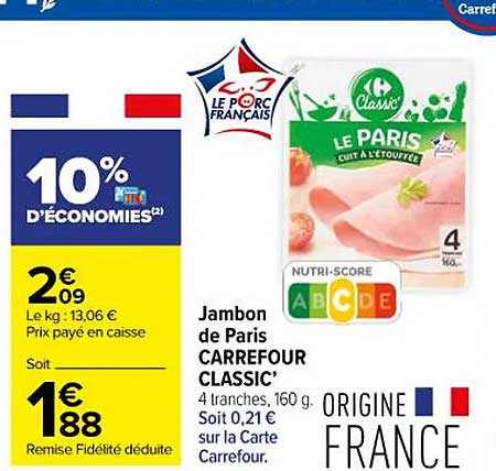 Jambon De Paris Carrefour Classic'