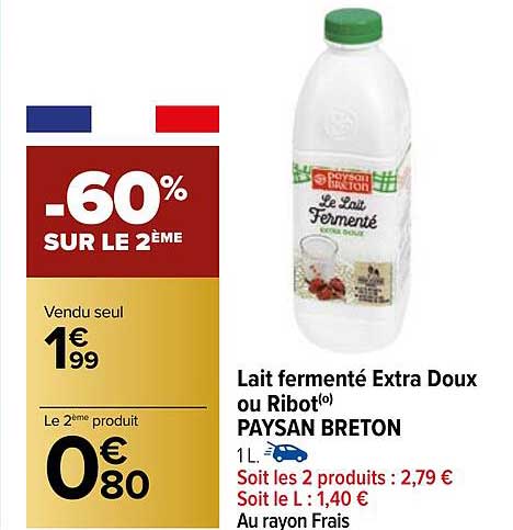 lait fermenté extra doux ou ribo paysan breton