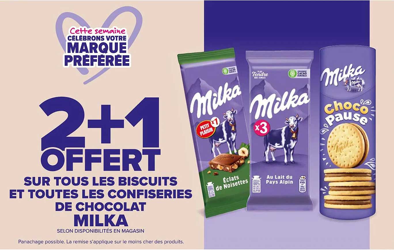 les biscuits et toutes les confiseries de chocolat milka