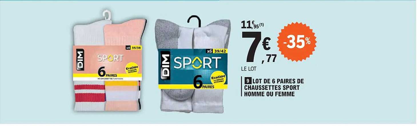 Lot De 6 Paires De Chaussettes Sport Homme Ou Femme