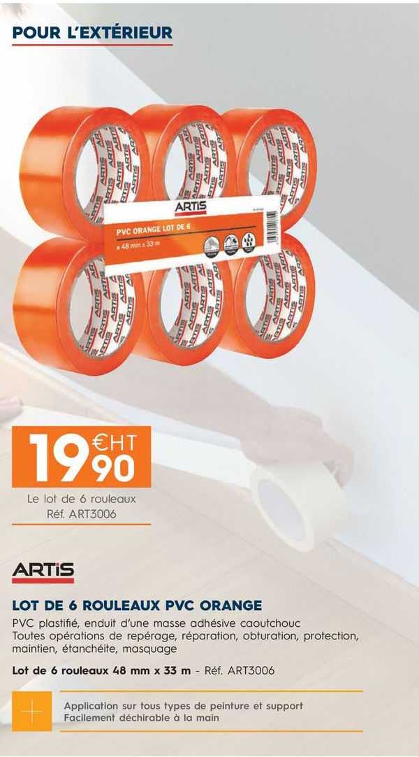 lot de 6 rouleaux pvc orange artis