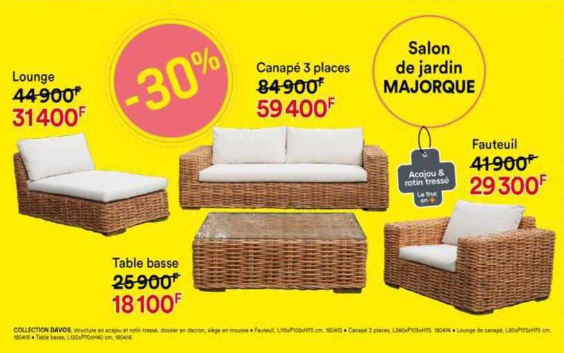 lounge, table basse, canapé 3 places, salon de jardin majorque, fauteuil