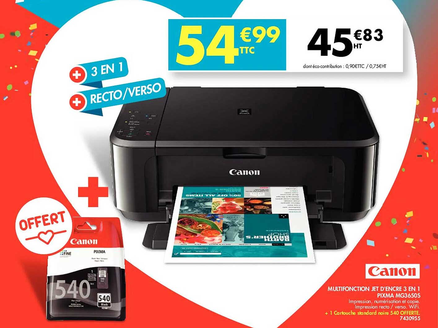 multifonction jet d'encre 3 en 1 pixma mg36505 canon