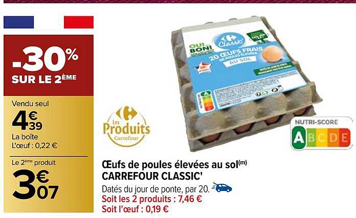 œufs de poules élevées au sol carrefour classic