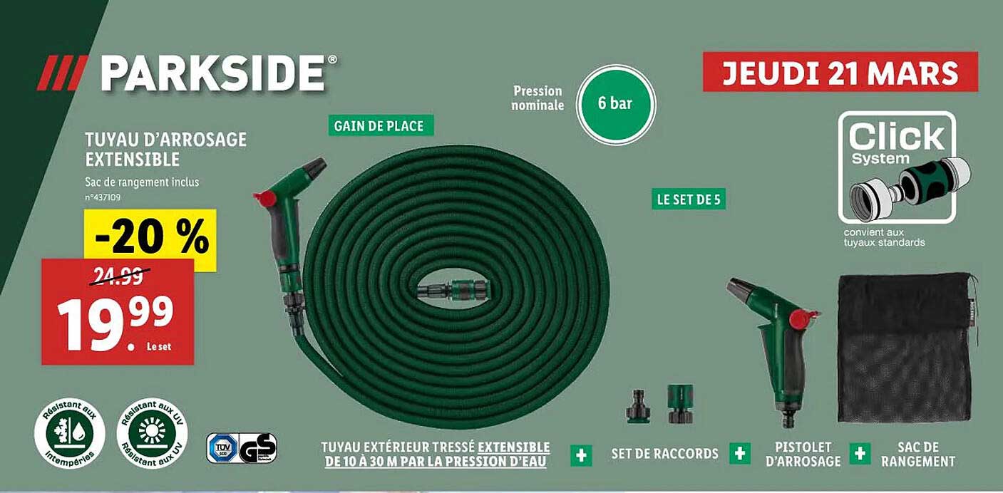 Parkside Tuyau D'arrosage Extensible