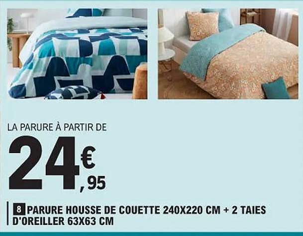 parure housse de couette 240x220 cm + 2 taies d'oreiller 63x63 cm
