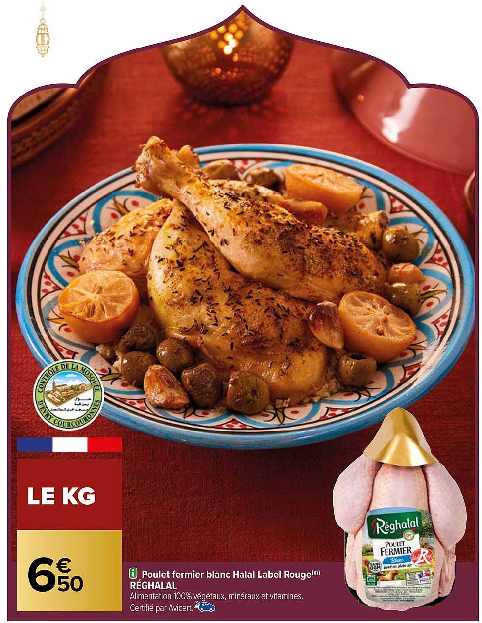 Poulet Fermier Blanc Halal Label Rouge Réghalal