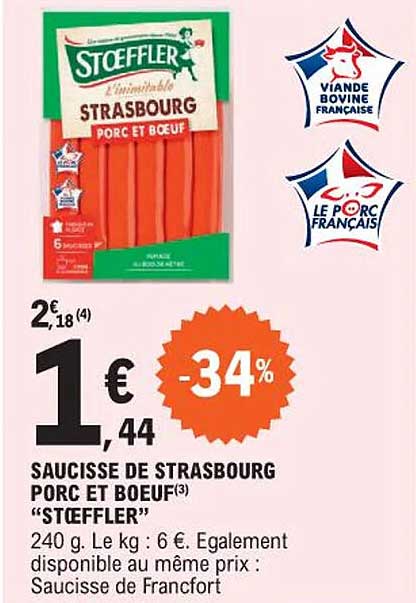 Saucisse De Strasbourg Porc Et Bœuf "stoeffler"