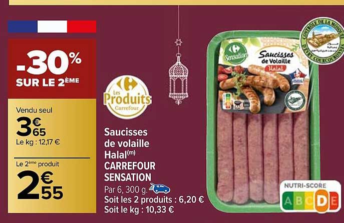 Saucisses De Volaille Halal Carrefour Sensation