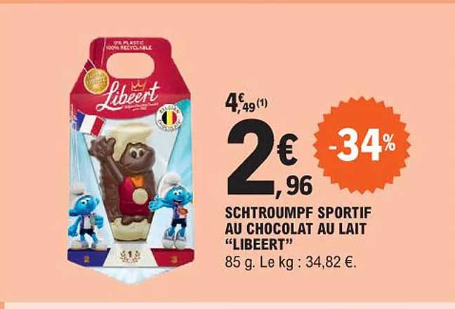 Schtroumpf Sportif Au Chocolat Au Lait "libeert"