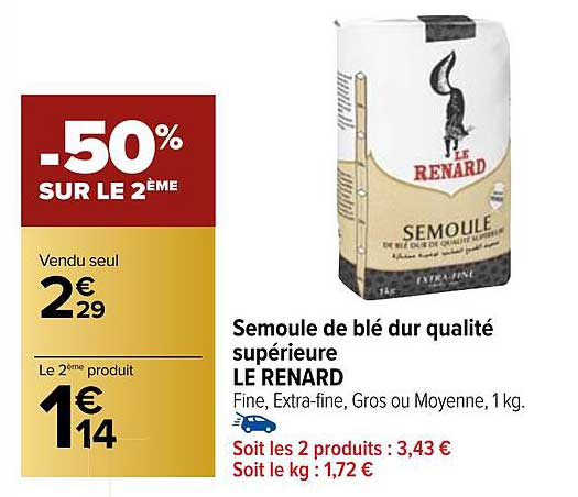 Semoule De Blé Dur Qualité Supérieure Le Renard