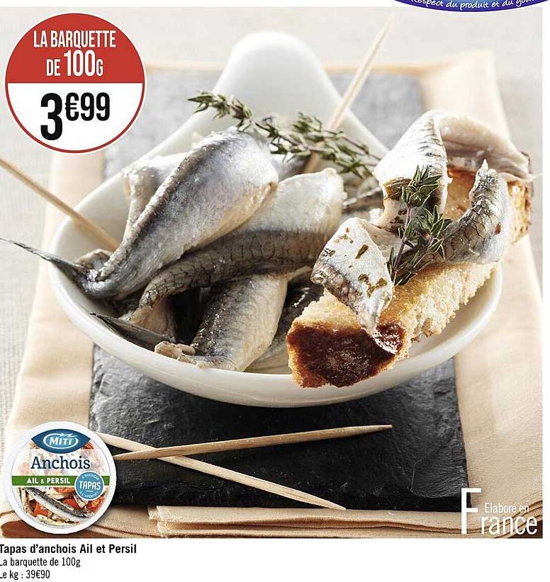 tapas d'anchois ail et persil