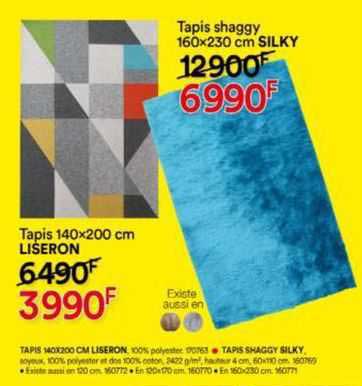 tapis 140x200 cm liseron tapis shaggy 160x230 cm silky