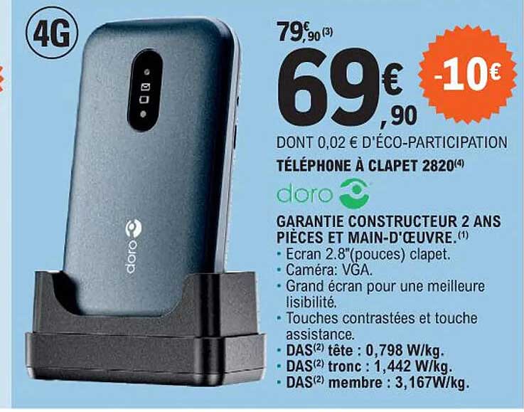 téléphone à clapet 2820 doro