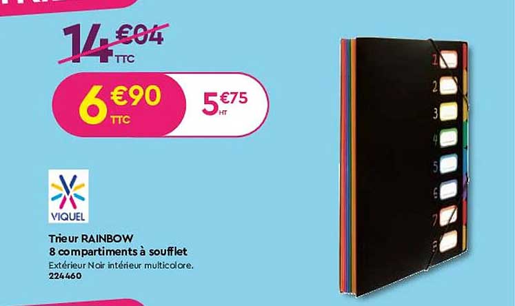 Trieur Rainbow 8 Compartiments à Soufflet Viquel