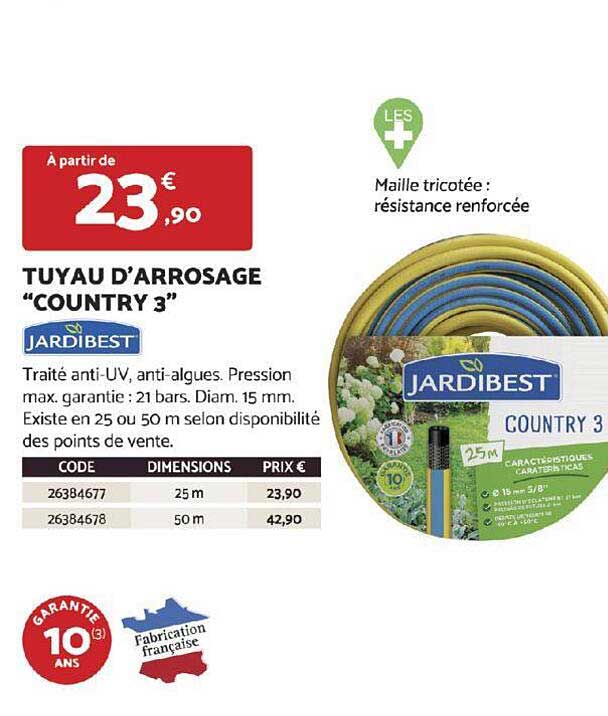 tuyau d'arrosage "country 3" jardibest
