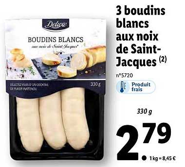 3 boudins blancs aux noix de saint-jacques deluxe