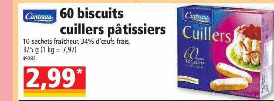 60 biscuits cuillers pâtissiers cantreau