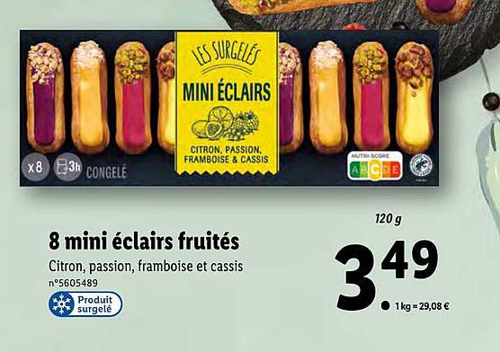 8 Mini éclairs Fruités Les Surgelés
