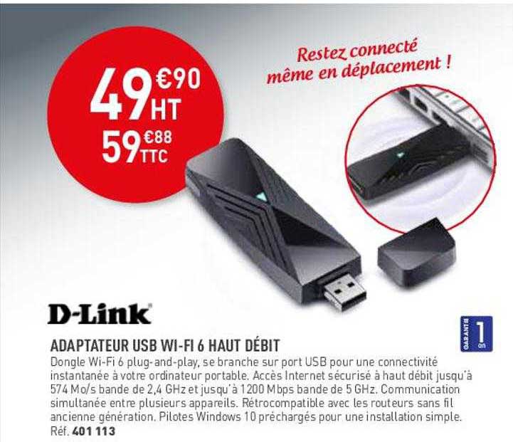 adaptateur usb wi-fi 6 haut débit d-link