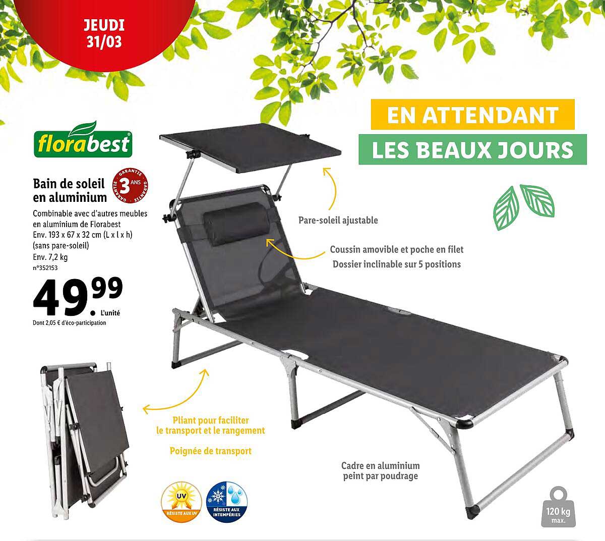 bain de soleil en aluminium florabest