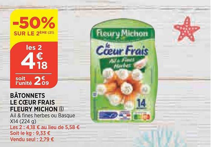 bâtonnets le cœur frais fleury michon