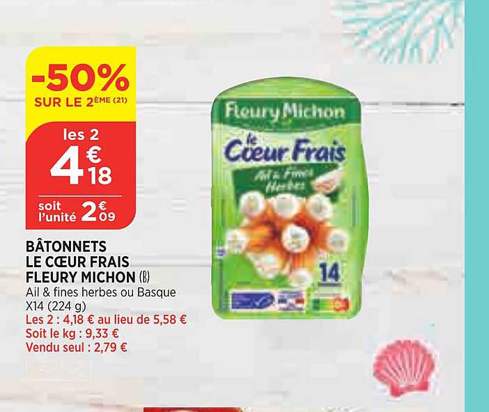 bâtonnets le cœur frais fleury michon