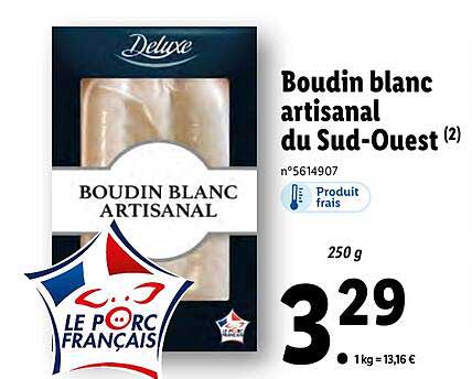 boudin blanc artisanale du sud-ouest deluxe