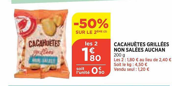 cacahuètes grillées non salées auchan