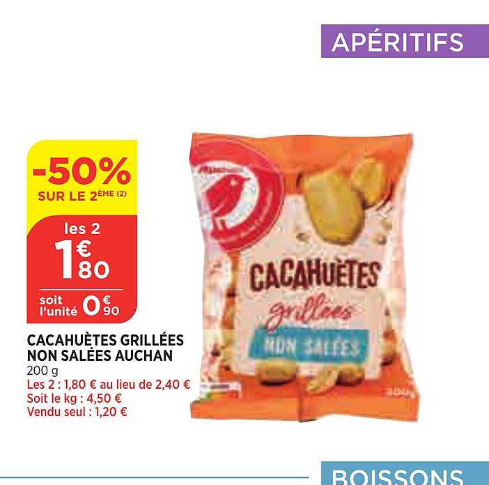 cacahuètes grillées non salées auchan