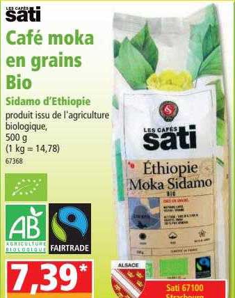 café moka en grains bio sidamo d'ethiopie les cafés sati
