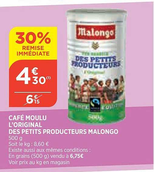café moulu l'original des petits producteurs malongo