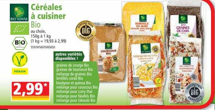 céréales à cuisiner bio bio sonne