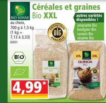 céréales et graines bio xxl bio sonne