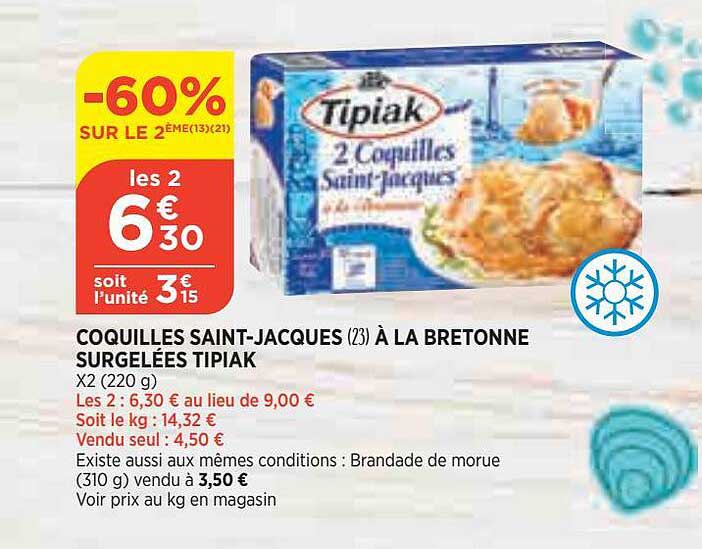 coquilles saint-jacques à la bretonne surgelées tipiak