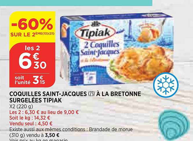 coquilles saint-jacques à la bretonne surgelées tipiak
