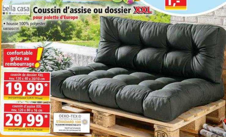coussin d'assise ou dossier pour palette d'europe bella casa
