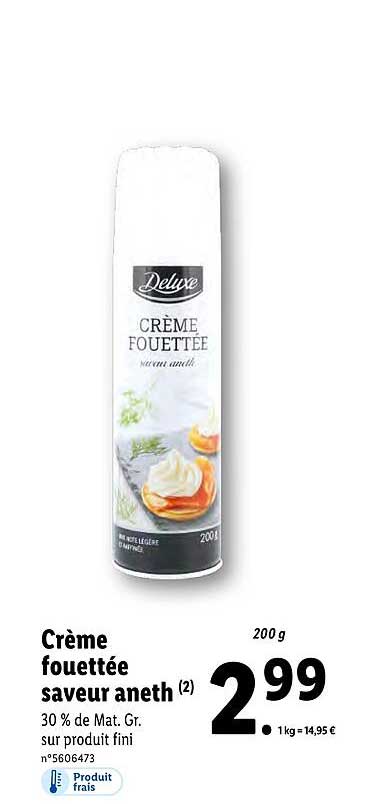 Crème Fouettée Saveur Aneth Deluxe
