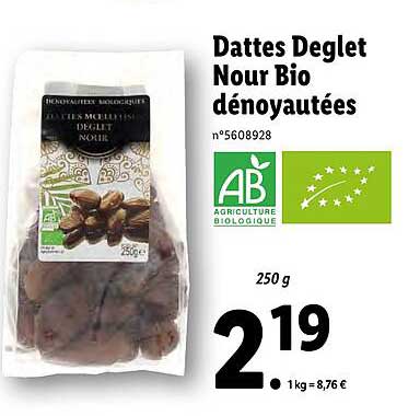 dattes deglet nour bio dénoyautées