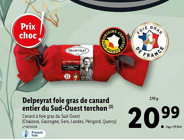 delpeyrat foie gras de canard entier du sud-ouest torchon