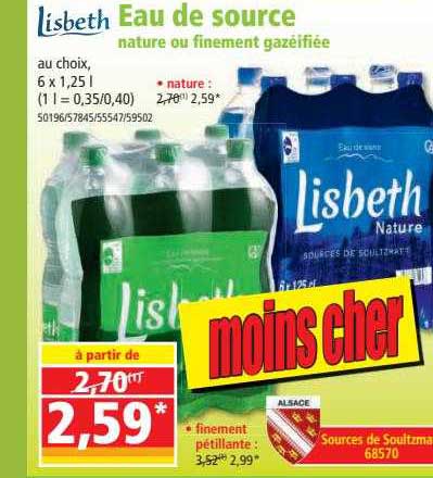 eau de source nature ou finement gazéifiée lisbeth
