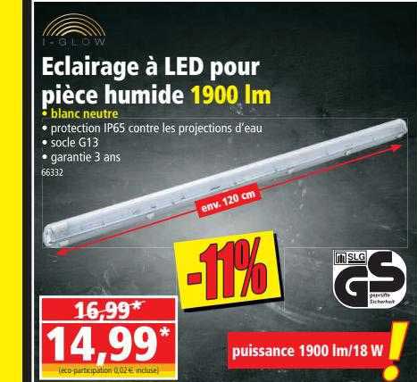 éclairage à Led Pour Pièce Humide 1900 Lm I-glow