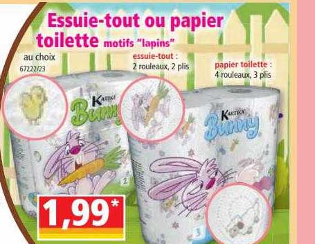 essuie-tout ou papier toilette motifs "lapins"