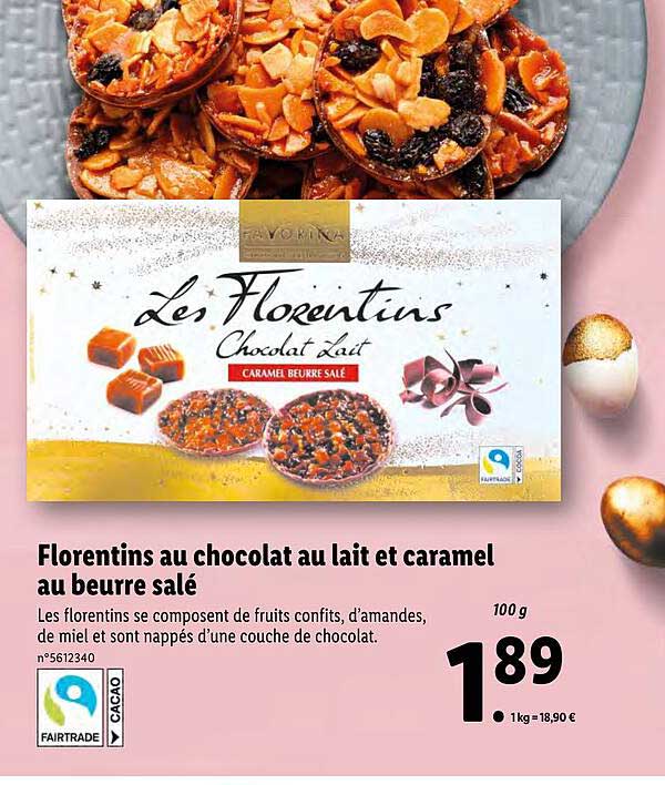florentins au chocolat au lait et caramel au beurre salé favorina