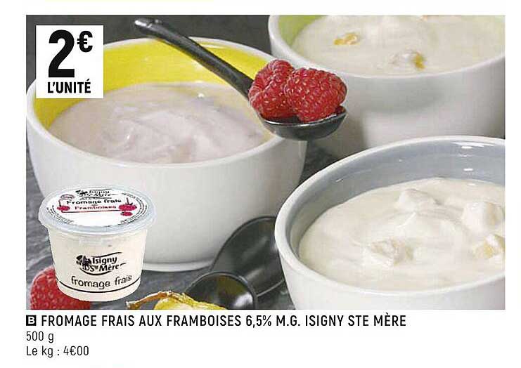 fromage frais aux framboises 6,5% m.g. isigny ste mère
